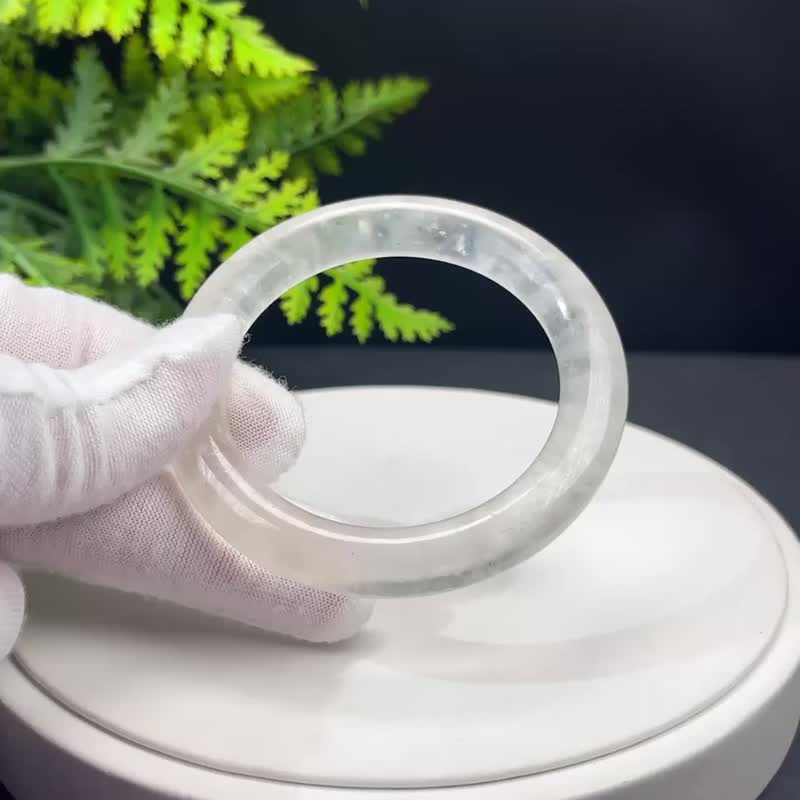 福利款 高品質 藍月光石手鐲 52MM 冰透藍光圓條 靜謐氣質靈動感 - 手鍊/手環 - 寶石 藍色