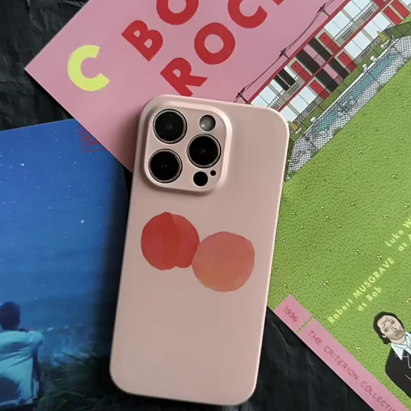 原創 插畫清新蜜桃iPhone全包手機殼 - 手機殼/手機套 - 矽膠 粉紅色