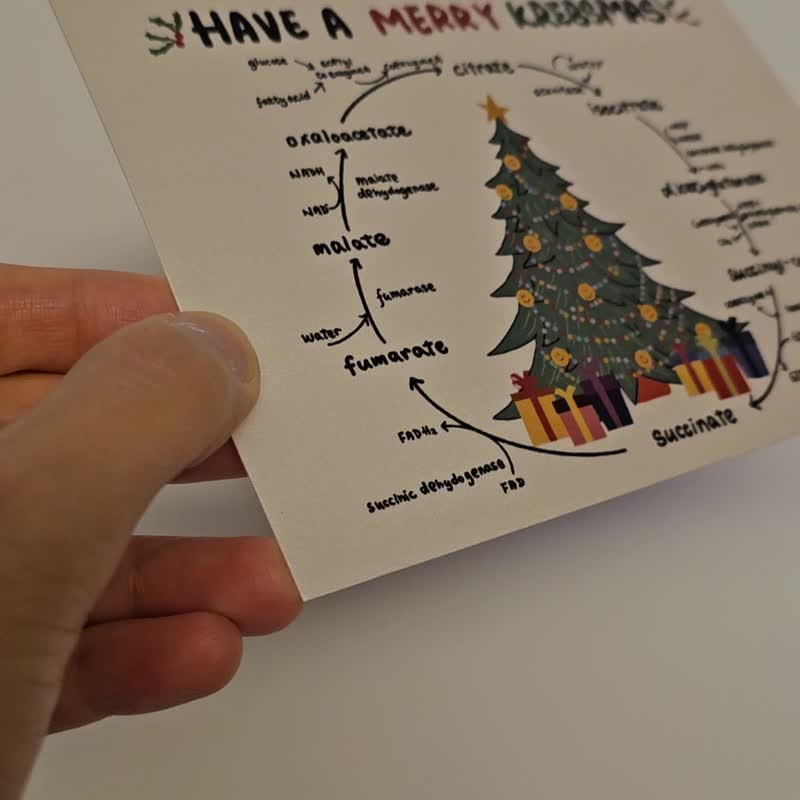 Merry Krebsmas 克雷布斯循環主題聖誕卡 - 心意卡/卡片 - 紙 白色