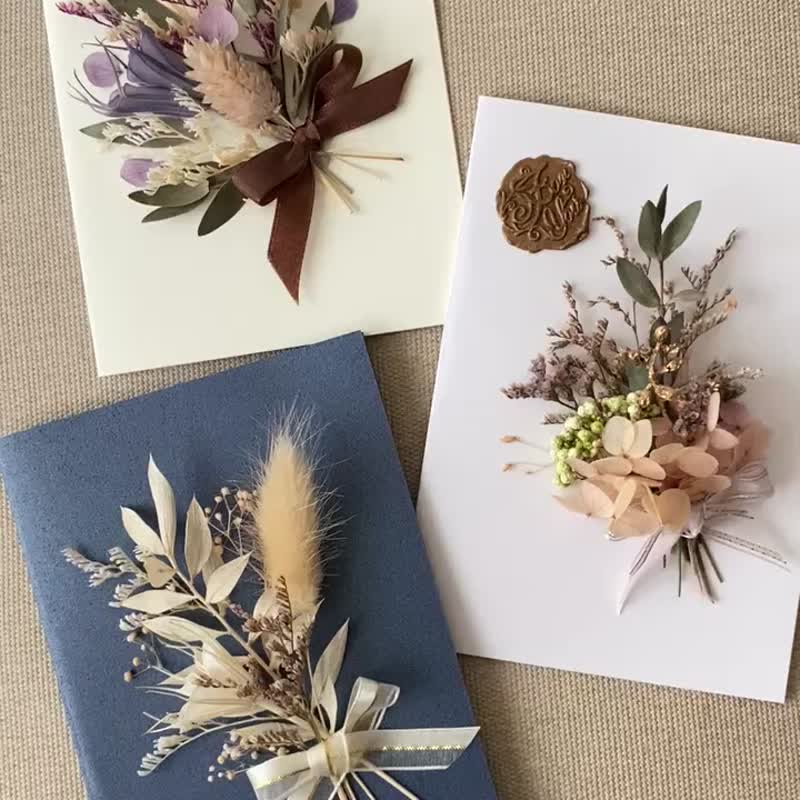 Dried flower cards. Universal cards. Birthday cards. Wedding cards. Greeting cards. Textured cards. Thank you cards. - การ์ด/โปสการ์ด - พืช/ดอกไม้ หลากหลายสี