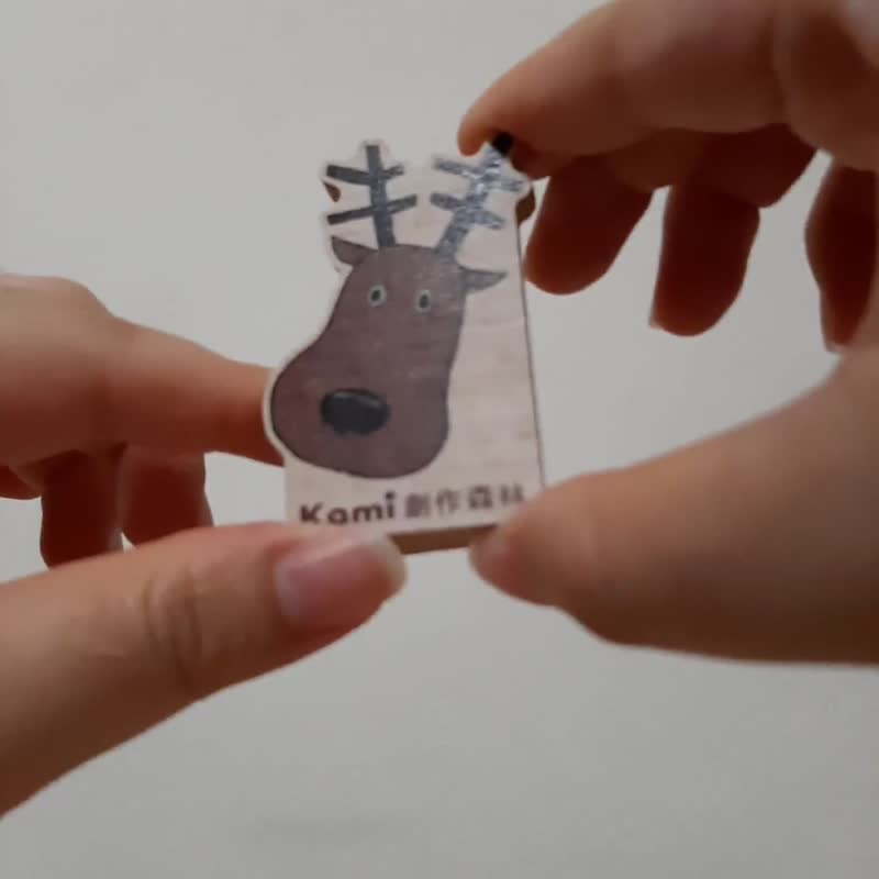 木質多功能小夾 手牽手獅子 客製化禮物 木夾 夾子 相片夾 便條夾 - 文件夾/資料夾 - 木頭 咖啡色