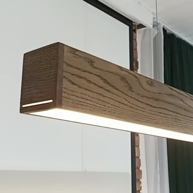 Linear Pendant Light, Contemporary Hanging Pendant - Wood Light for Dining Room - โคมไฟ - ไม้ 