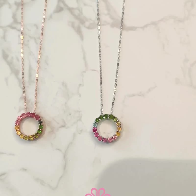 Natural Tourmaline Multicolor Necklace Sterling silver 925 - Necklaces - Sterling Silver Multicolor