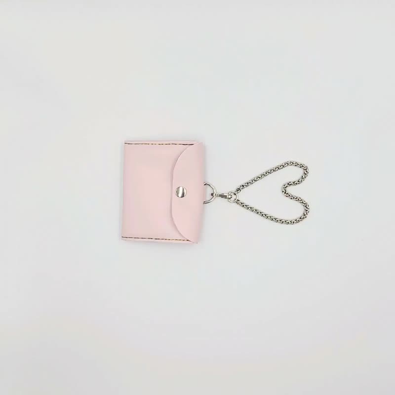 Genuine leather small wallet + movable hanging chain is the first choice for exchanging gifts - กระเป๋าสตางค์ - หนังแท้ สึชมพู