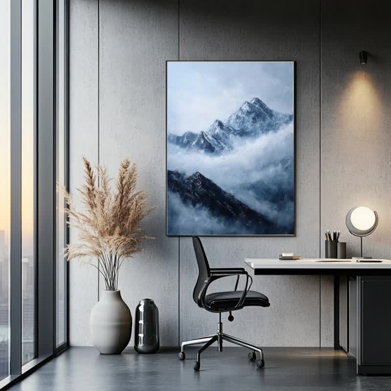 雲隱山嶺 山景藝術微噴掛畫 客廳玄關端景裝飾牆面佈置風格裝飾 - 海報/掛畫/掛布 - 棉．麻 