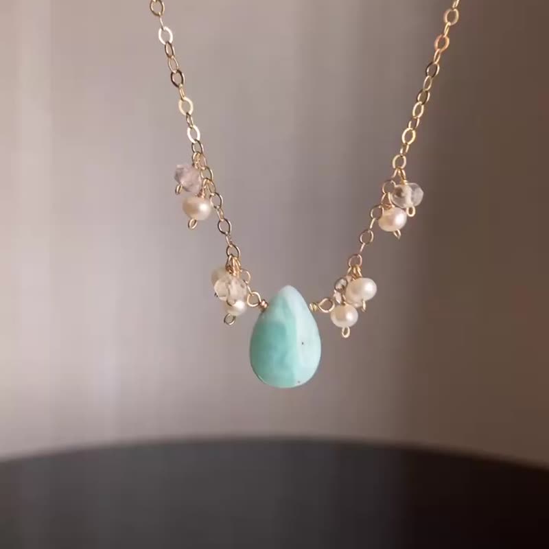 海泡 14KGF 海紋石項鍊 / 獨一無二 - 項鍊 - 寶石 藍色