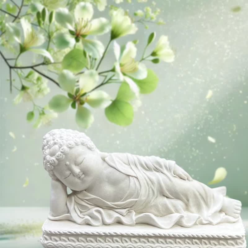 靜謐之美學 淨念吉祥小佛之臥佛(如自在)  精緻台灣文創禮品 - 擺飾/家飾品 - 水泥 白色