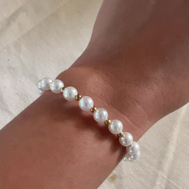 【Gift】Elegant Pearl Bracelet for Her - สร้อยข้อมือ - เงินแท้ ขาว