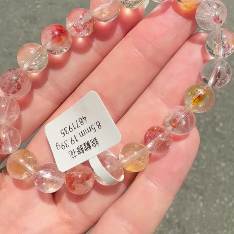 精品錦鯉紅膠花水晶8.5mm19.39g富貴吉祥鎮宅辟邪擋煞淨化催桃花 - 手鍊/手環 - 水晶 多色