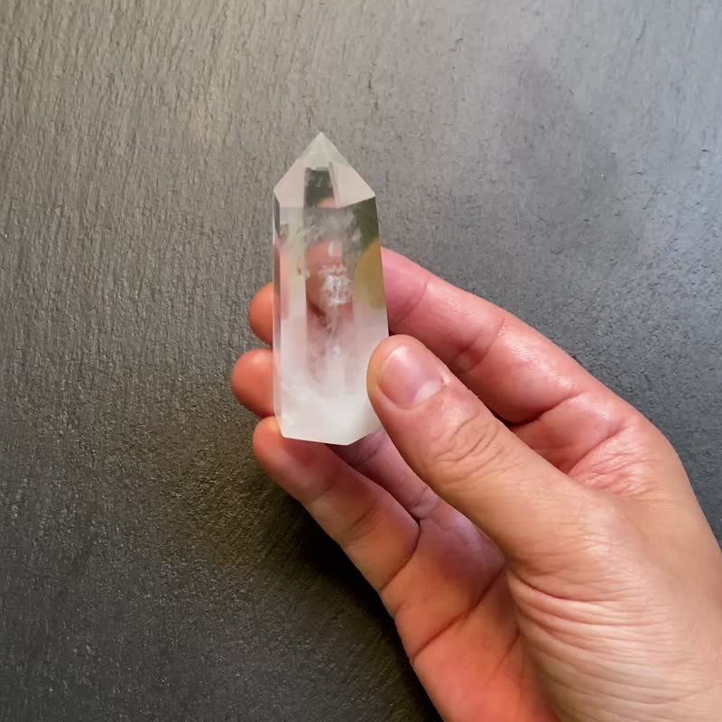 天然冰透彩虹藍針白水晶共生 綠幽靈 能量柱 天使之翼 避邪擋煞 - 擺飾/家飾品 - 水晶 多色
