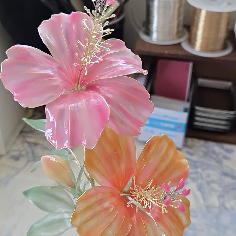 【誕生花燈】3月・扶桑花。小夜燈。生日禮物 - 燈具/燈飾/燈罩 - 樹脂 