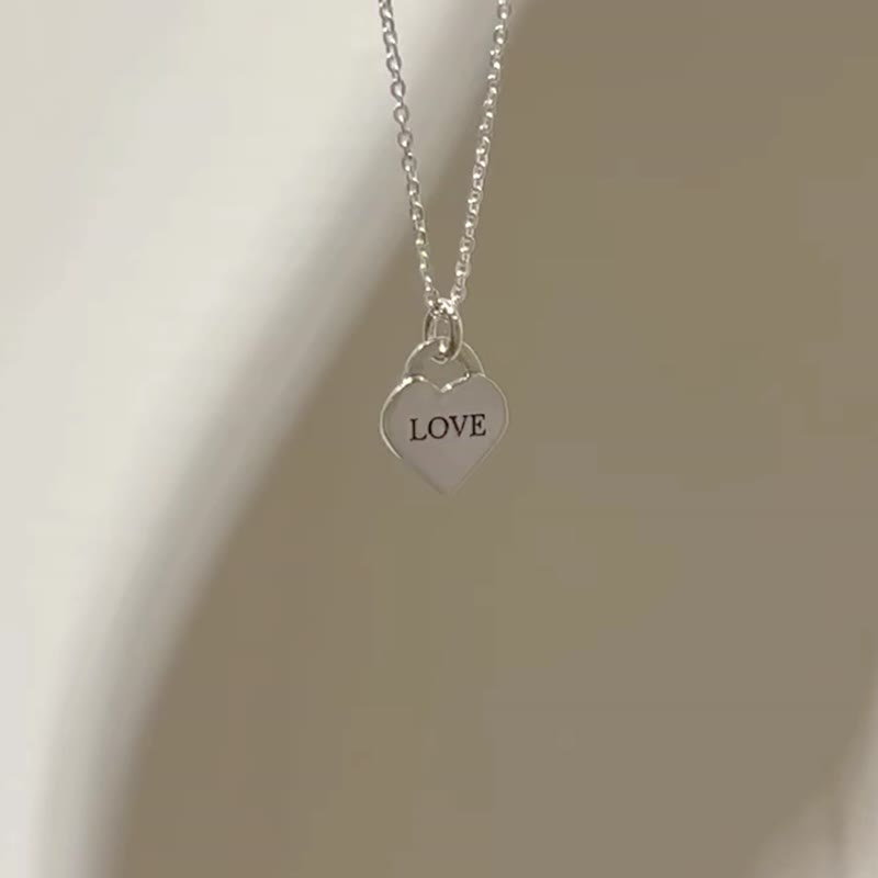 Love Lock Silver Necklace Love Lock LOVE Engraving Necklace [Valentine's Day Gift Box] - Necklaces - Sterling Silver Silver