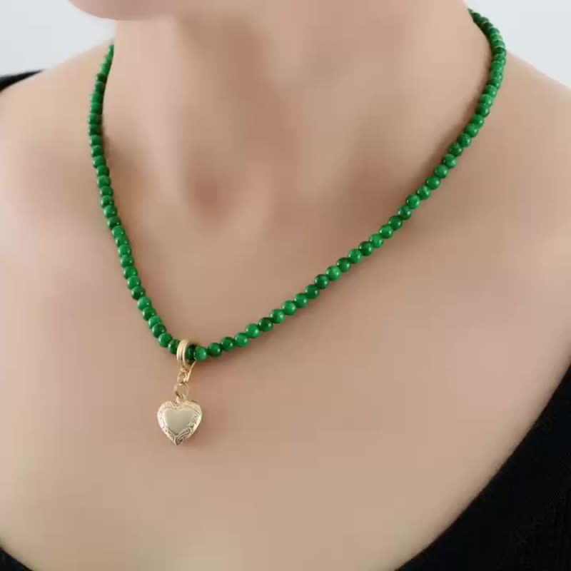 Gaia蓋婭女神~大地系列鐵籠生玉石水晶項鍊~客製化生日送禮 - 項鍊 - 玉石 綠色
