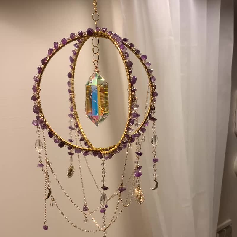 Moonlit Amethyst Sphere-紫光星軌 • 立體水晶吊飾 - 擺飾/家飾品 - 水晶 白色