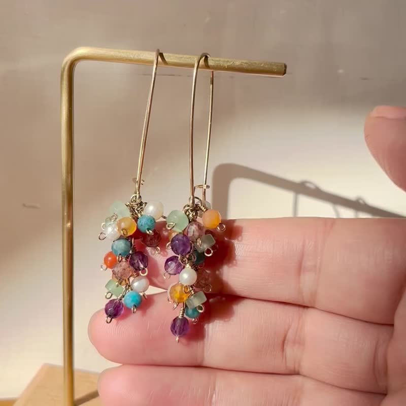 Gemstone Earrings & Clip-ons Multicolor - multicolor gemstone earring with 14KGF wire