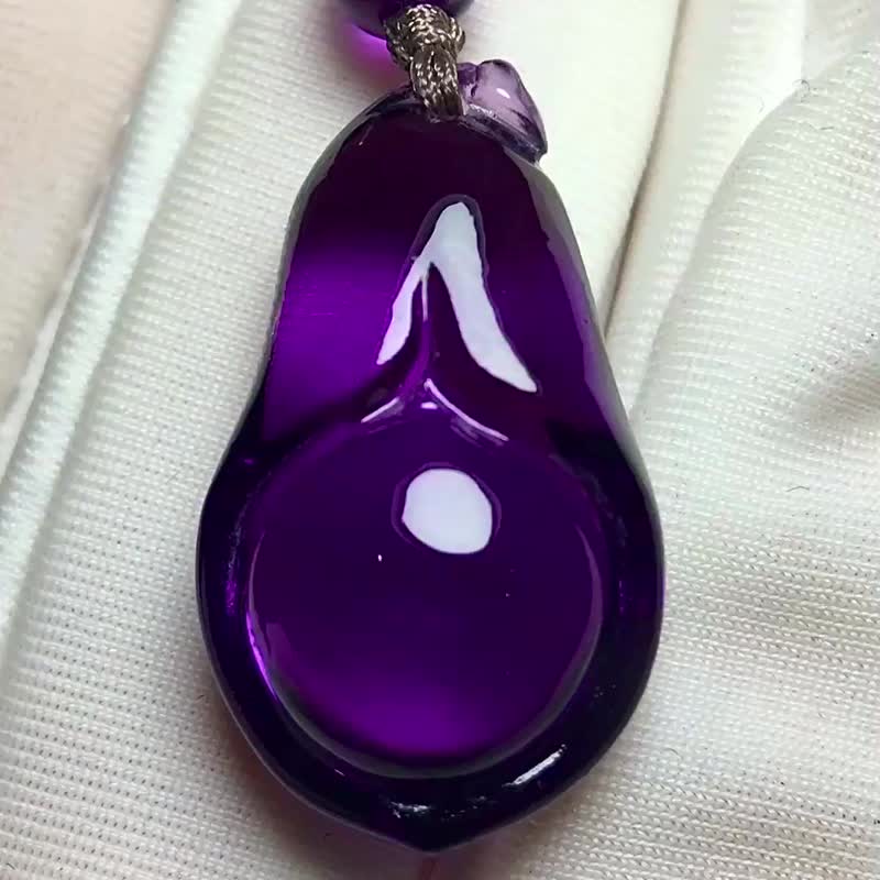 紫水晶玉蘭花吊墜  天然巴西紫水晶玉蘭花吊墜  極品顏色  雕工精 - 吊飾/掛飾 - 玉石 