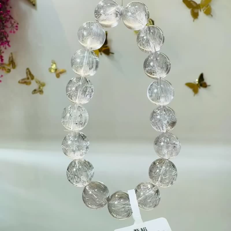 小精品天然灰藍超七12mm42.15g淨化三輪提升自身頻率帶共生礦麟光 - 手鍊/手環 - 水晶 紫色