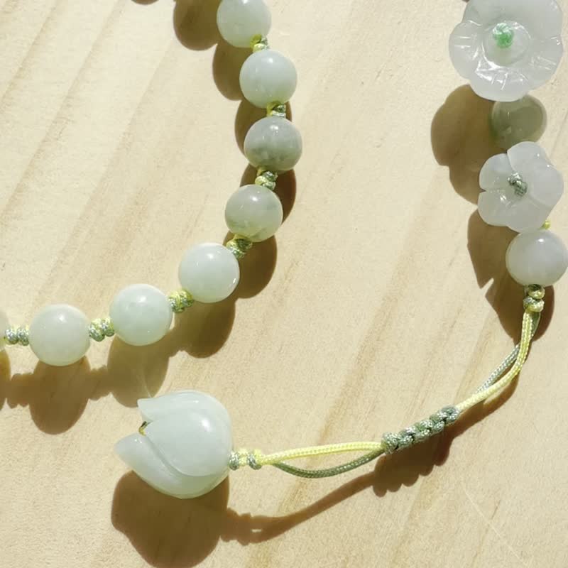 Handmade Jade Bracelet - Morning Dew Rose - Double Wrap Bracelet - 手鍊/手環 - 玉石 橘色