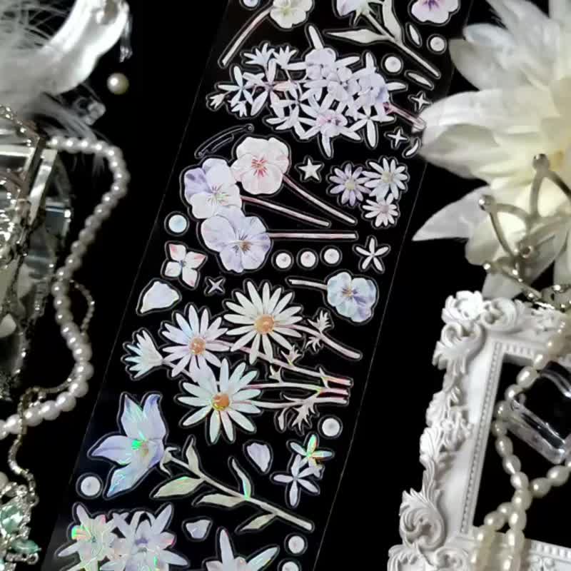 小碎花 清らかに咲く小さな花 PET 貝殼光 割型貼紙卷 (kiss-cut) - 紙膠帶/和紙/PET - 其他材質 多色