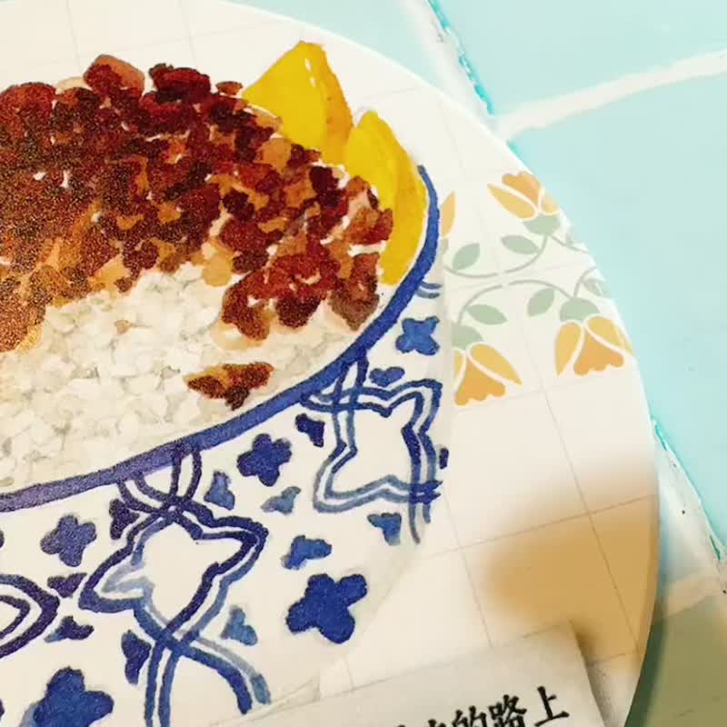 杯墊 滷肉飯 控肉飯 陶瓷杯墊 吸水杯墊 插畫 - 杯墊 - 陶 白色