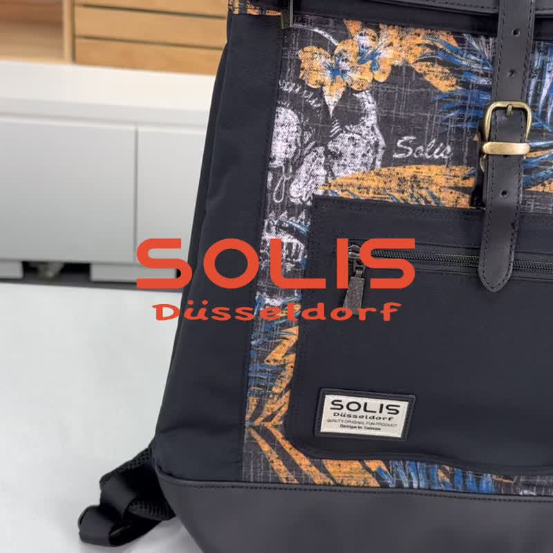 Solis反光迴旋系列12吋平板電腦後背包-純墨黑 - 後背包/背包/書包 - 聚酯纖維 
