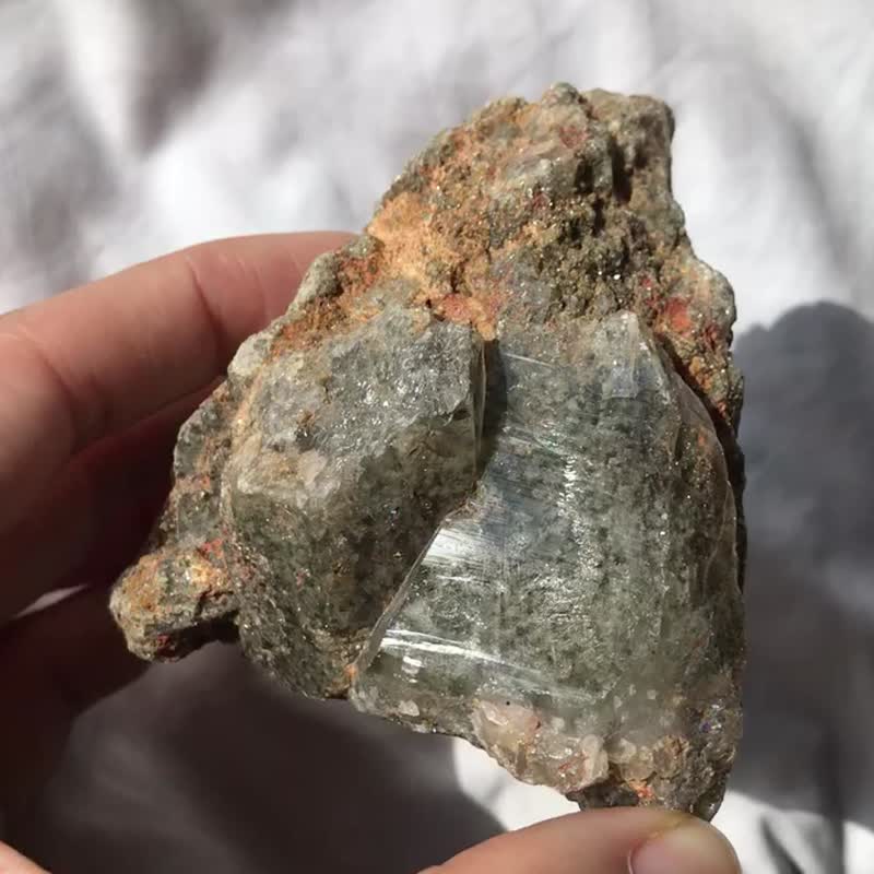 喜馬拉雅山 綠幽靈帶阿卡西線水晶簇 天然幽靈水晶 擺設 水晶原礦 - 其他 - 水晶 綠色