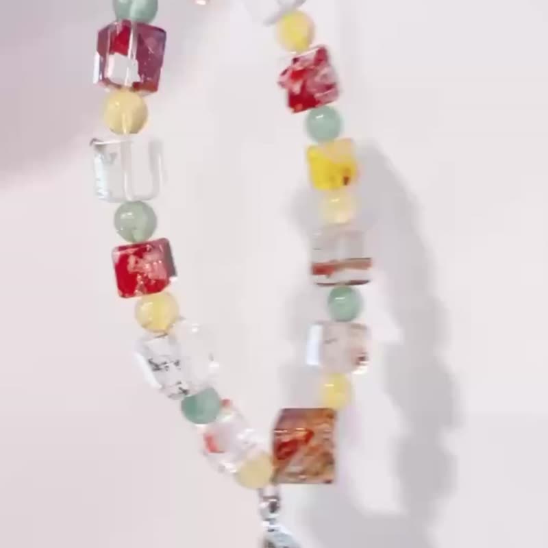 【水晶手鍊 / 鋒芒秘密】金髮方塊、綠幽靈方塊、紅幽靈方塊 - 手鍊/手環 - 水晶 