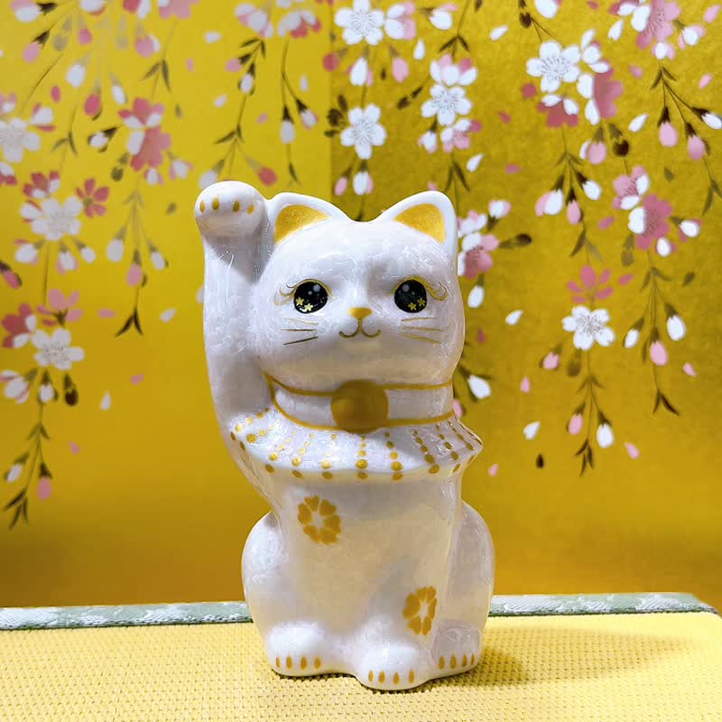 【桃華聚財】日本清水燒招財貓 | 花結晶桃 - 億万両 - 擺飾/家飾品 - 瓷 粉紅色