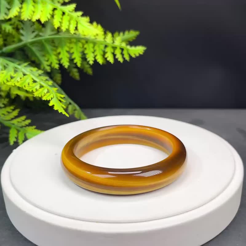高品質 金虎眼石手鐲 58MM 玉化貓眼聚寶盆一線天 解壓招財平安 - 手鍊/手環 - 寶石 金色