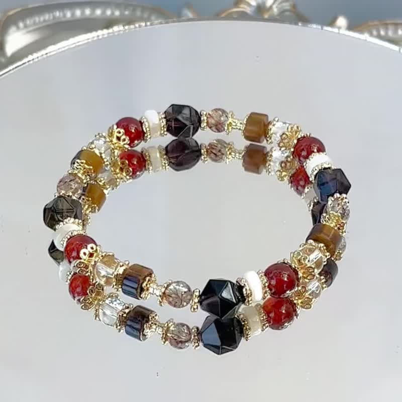 [Transfer] Stone Citrine Yellow Stone Stone White Crystal Black Gold Super Seven Natural Crystal Bracelet - Bracelets - Crystal 