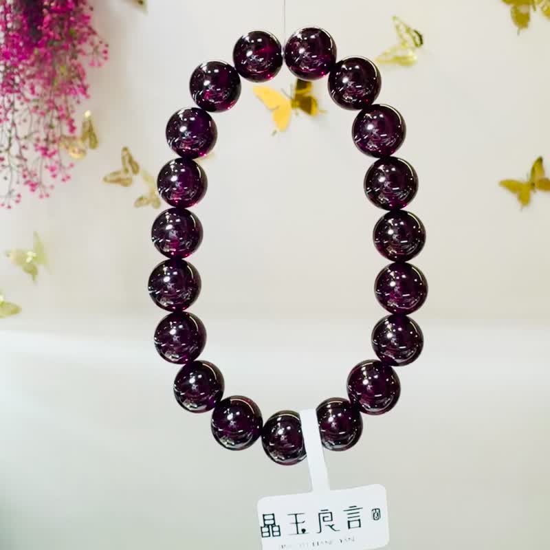 精品絕美晶體紫紅牙烏水晶10mm43.21g美容水晶氣血循環 - 手鍊/手環 - 水晶 紫色
