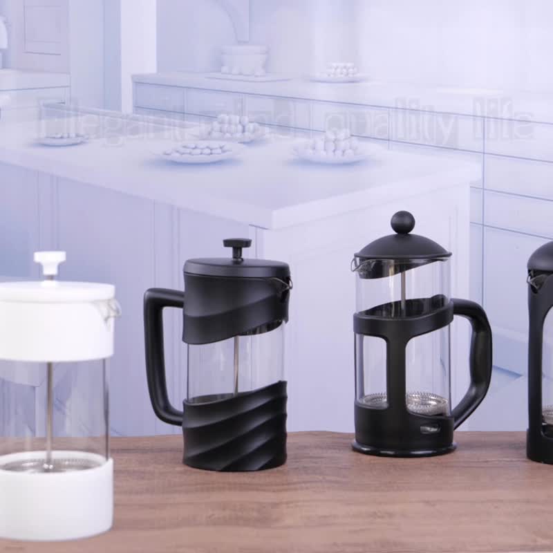 [PINFIS] Glass French Press Pot-350ml (Fashionable Black) - เครื่องทำกาแฟ - แก้ว สีดำ