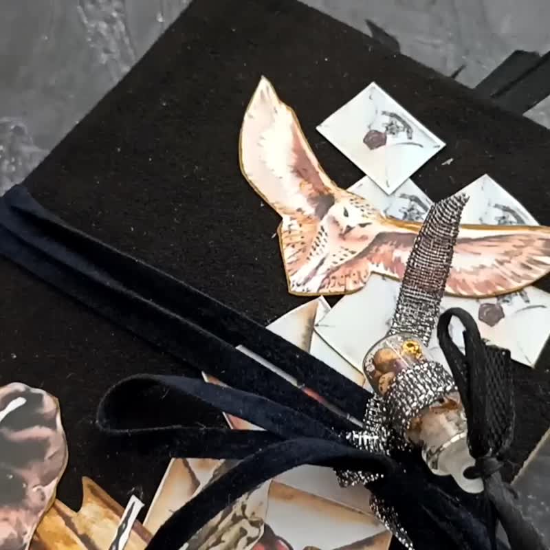Harry Potter inspired junk journal handmade Magic thick notebook Hogwarts book - 筆記本/手帳 - 紙 黑色