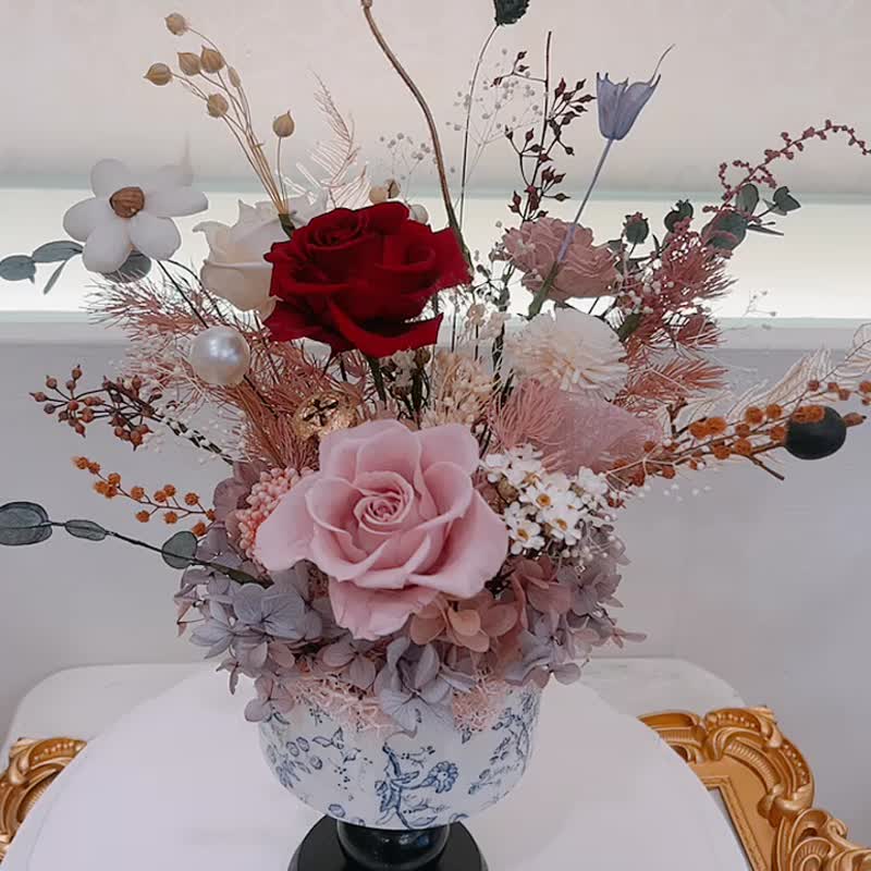 復古質感永生花.不雕花.乾燥花.開幕.布置.新居落成.驚喜.畢業. - 乾燥花/永生花 - 植物．花 紅色