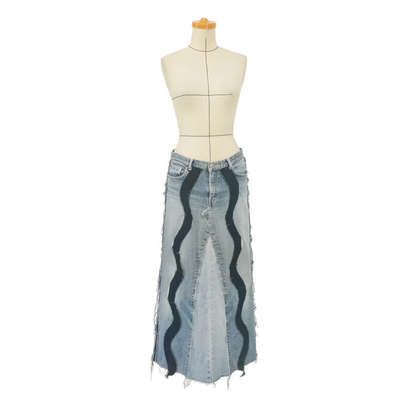Aman Upcycling 環保拼接系列 獨一無二 牛仔裙 - 裙子/長裙 - 其他材質 