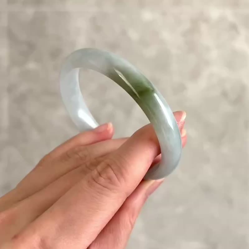 Natural Jadeite Myanmar A Jade Bracelet • Pastel Blue Rabbit Fur Jade Bracelet - Bracelets - Jade Blue