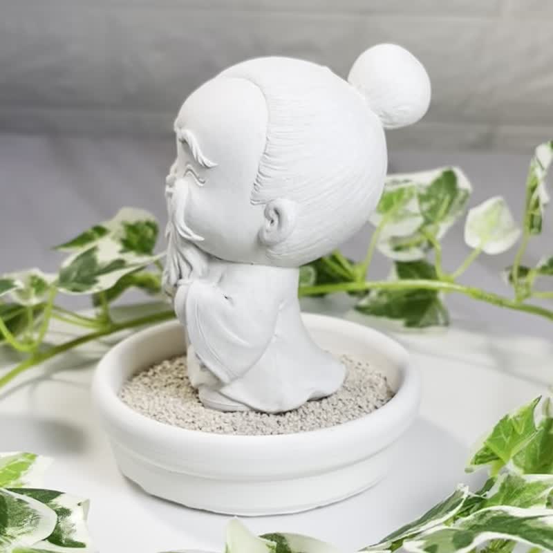 七夕 月下老人 淨念吉祥小佛之小盤套組 月老 紅娘 香氛擺件 - 香氛/精油/擴香 - 水泥 灰色