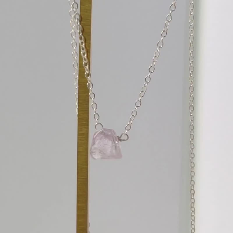 SV925 RAW Amethyst Necklace, February Birthstone - Necklaces - Crystal Purple