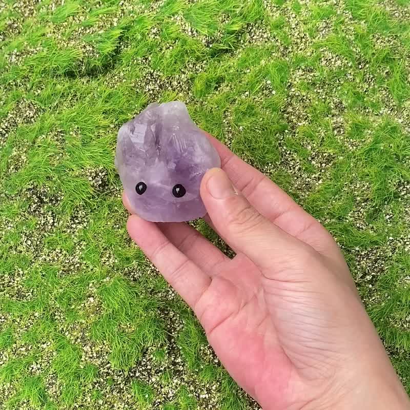 天然紫水晶原石療癒精靈x水晶消磁石 凈化充電消磁能量療癒套組 - 擺飾/家飾品 - 水晶 多色