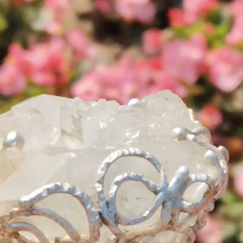 魚眼石原礦手工銀戒純銀戒指~** 蛇 **~Apophyllite Silver Ring - 戒指 - 純銀 