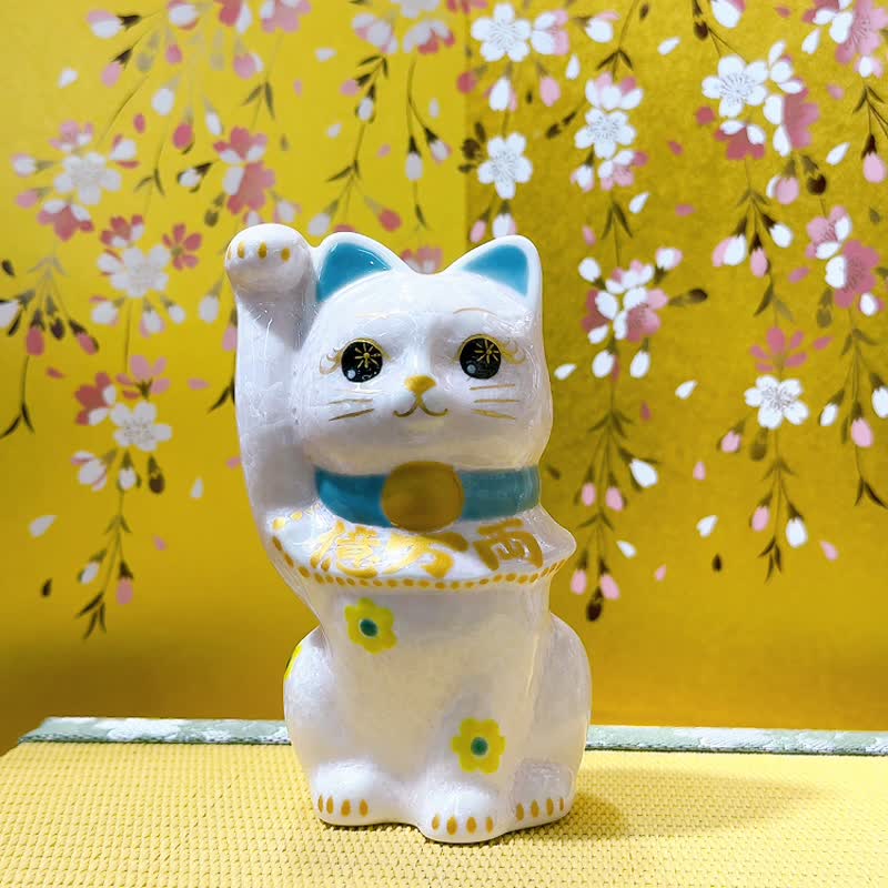 【桃晶聚財】日本清水燒招財貓 | 花結晶桃 - 億万両 - 擺飾/家飾品 - 瓷 粉紅色