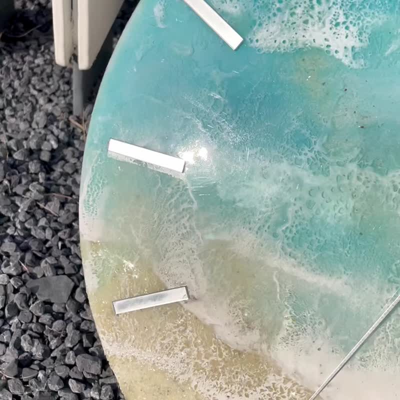 【現貨】原創環氧樹脂藍色海洋圓鐘 - 時鐘/鬧鐘 - 樹脂 