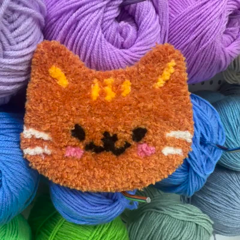 [Ready stock] Russian embroidery l Punch Needle l orange cat plush effect - Charms - Cotton & Hemp Multicolor