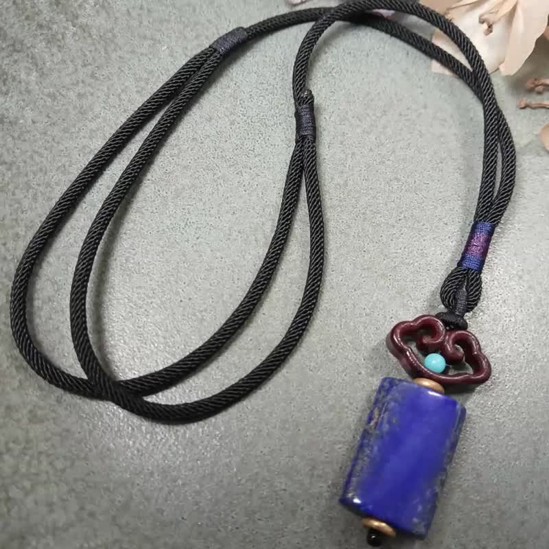 項鍊 古銀玉意 青金石+紫檀木+天河石+黃銅/如意星辰 - 項鍊 - 玉石 藍色
