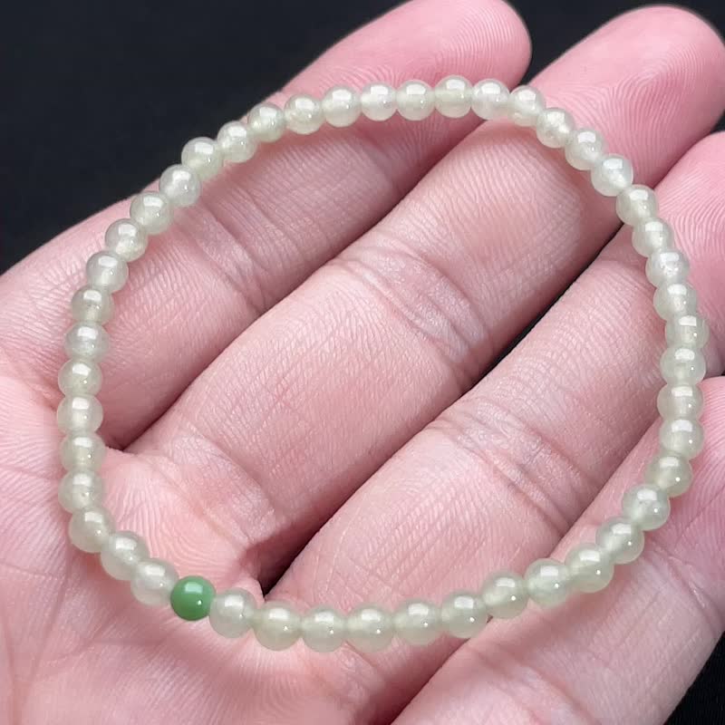 Ice jade beaded bracelet | Natural Burmese jade jade A goods - สร้อยข้อมือ - หยก สีเขียว