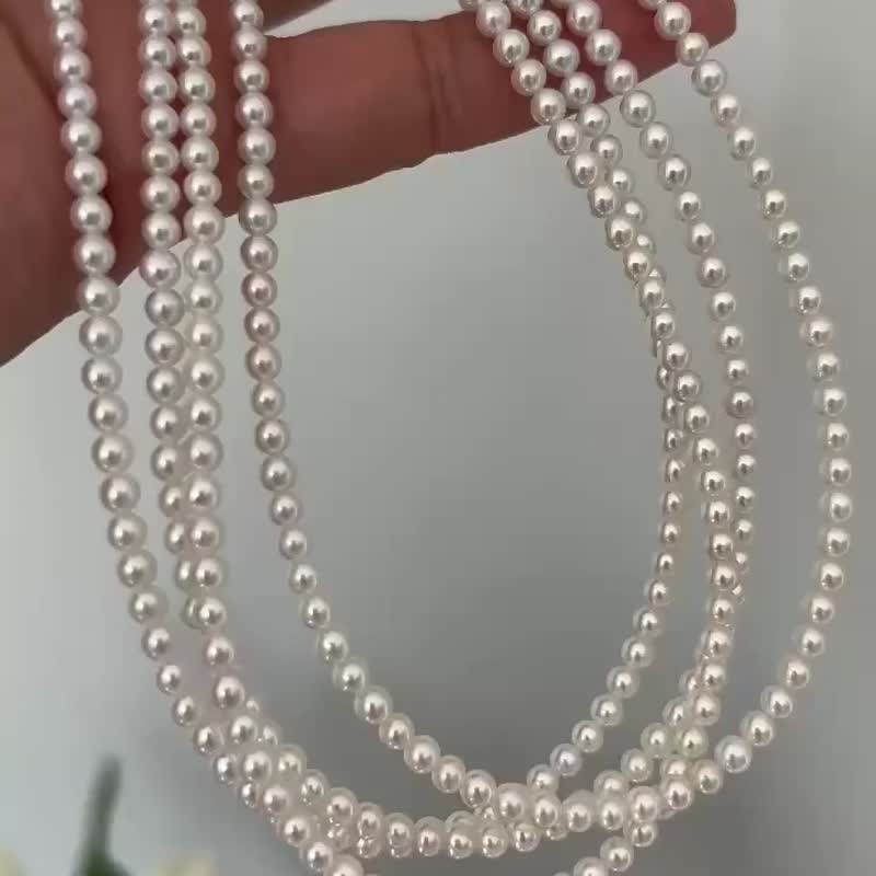 蝴蝶結 天然淡水珍珠 櫻花粉 Baby珠 極光炫彩 項鏈 - 項鍊 - 珍珠 白色