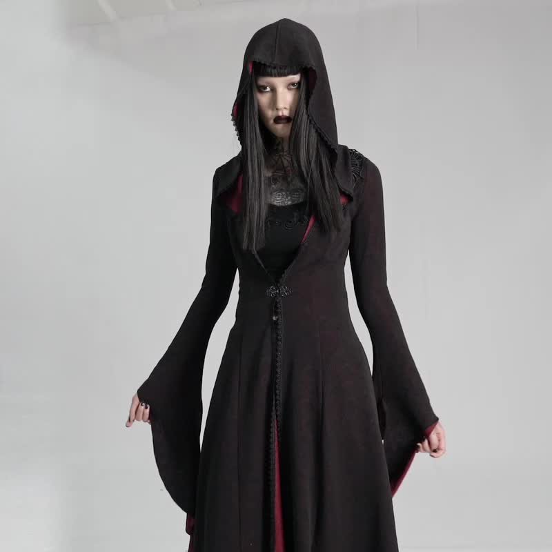 哥德巫師神靈之路連帽外套 - 女大衣/外套 - 其他材質 黑色