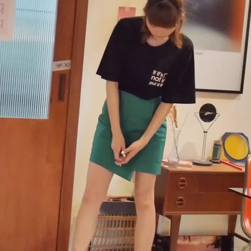 Short Skirt — The Emerald Green - 裙子/長裙 - 棉．麻 綠色