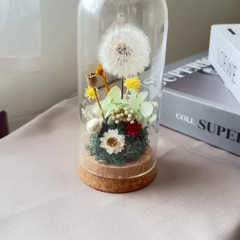 Shi Man Flower Room - Dandelions with everlasting flowers in the wind dancing in the glass cup to exchange gifts - Dried Flowers & Bouquets - Plants & Flowers White