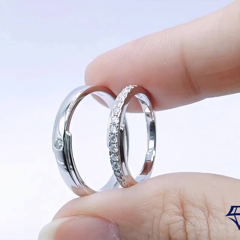 莫桑石 莫桑鑽 丘比特對戒 台北門市 客製化訂製白金 - 戒指 - 其他材質 